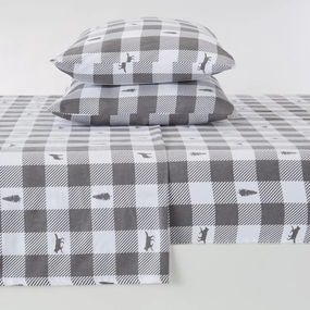 Checkered Lodge Cotton Sheet Set pillow inserts, mattress pad