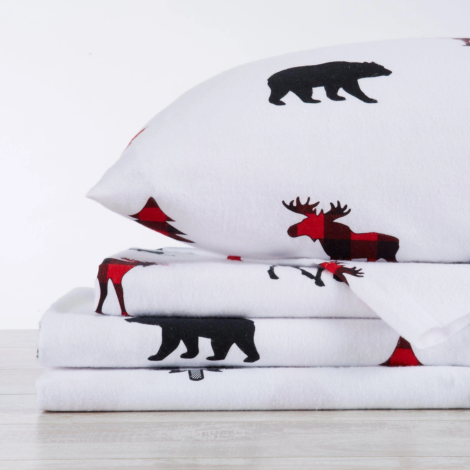 Checkered Moose Cotton Sheet Set