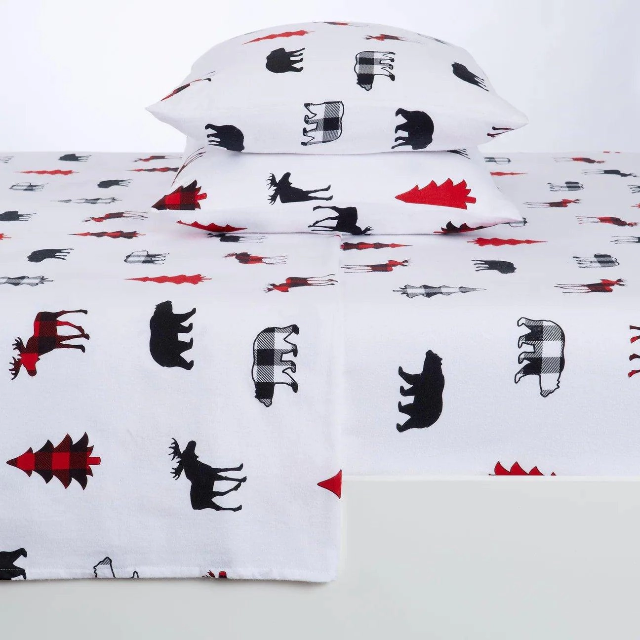 Checkered Moose Cotton Sheet Set
