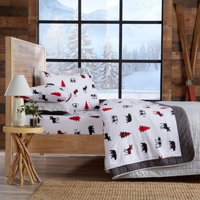 Checkered Moose Cotton Sheet Set pillow inserts, mattress pad