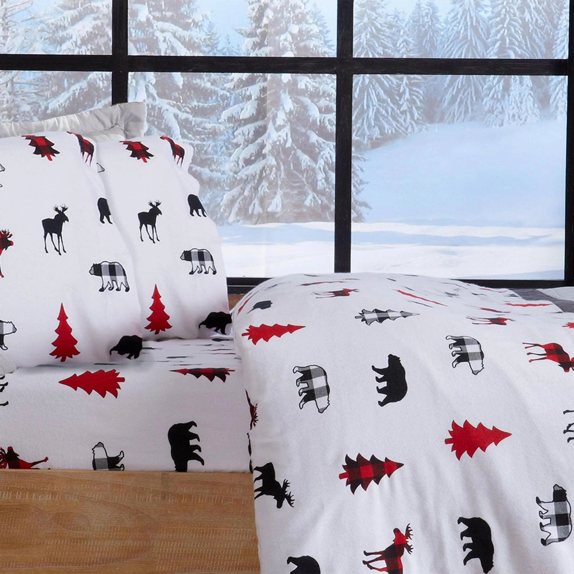 Checkered Moose Cotton Sheet Set