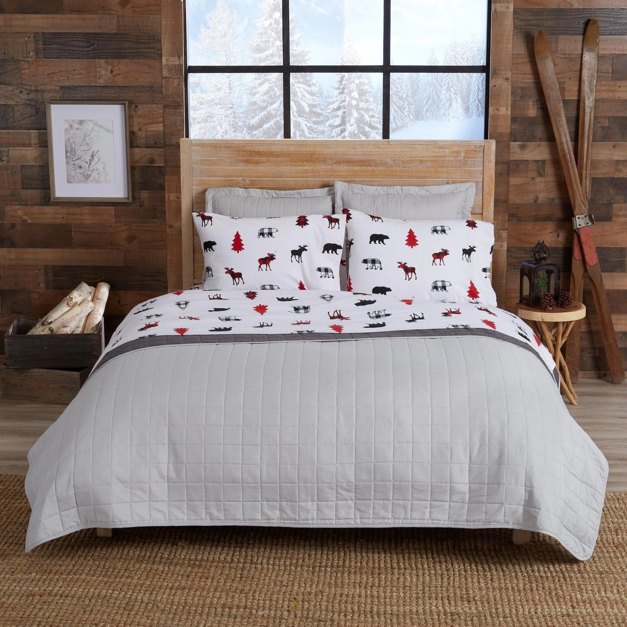 Checkered Moose Cotton Sheet Set