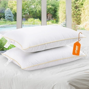 Cheer Collection Hypoallergenic Hollow Fiber Gel Pillows (Set of 2) - White pillows,bed pillow,sleeping cushion