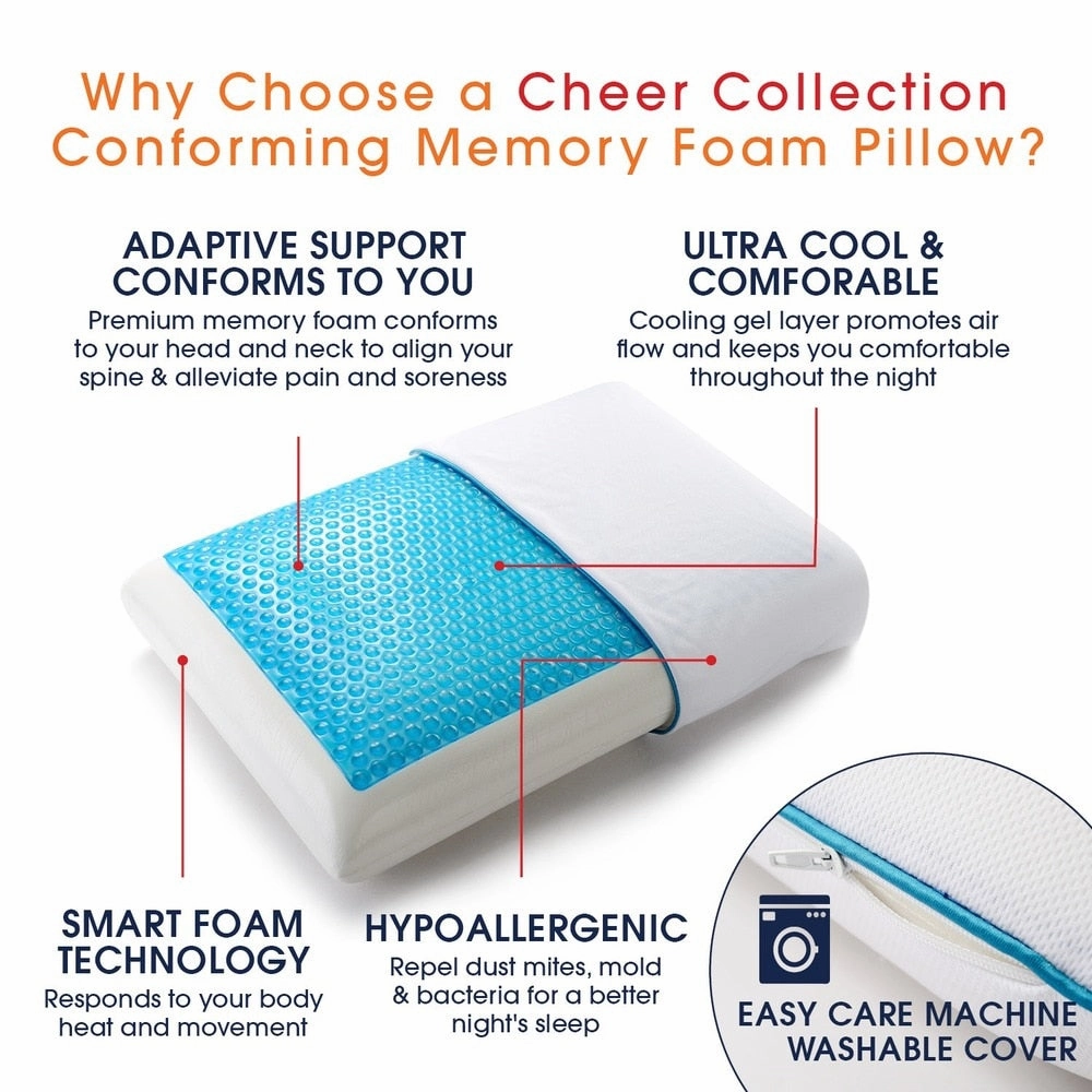 Cheer Collection Memory Foam Pillow with Gel - White