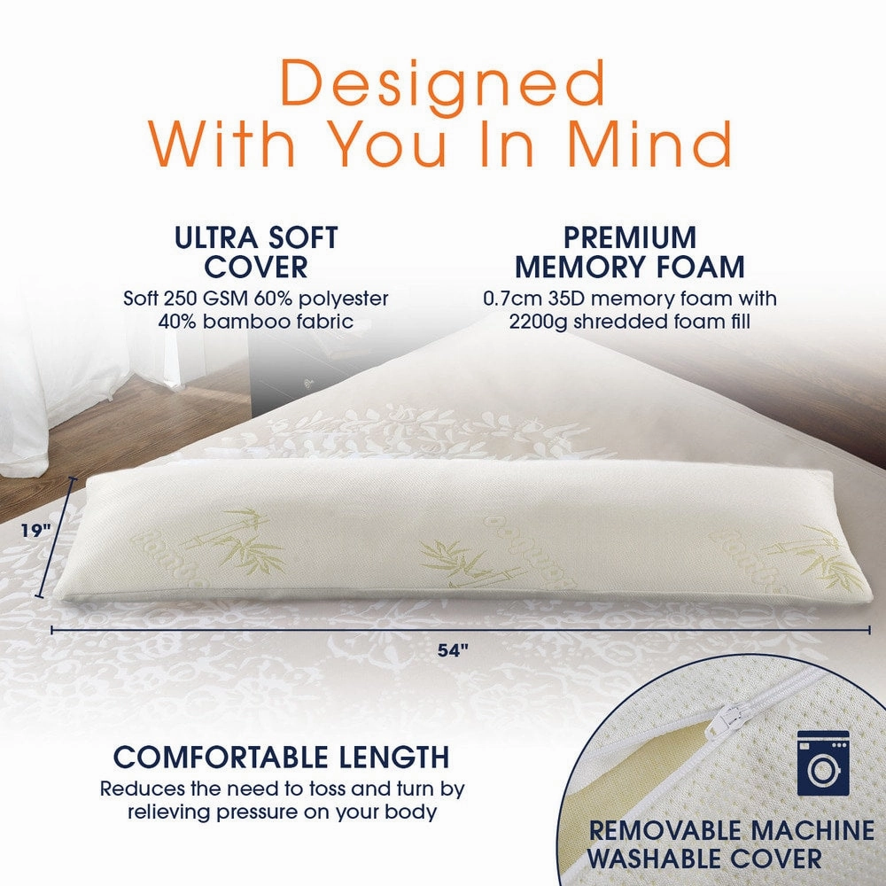 Cheer Collection Shredded Memory Foam Body Pillow