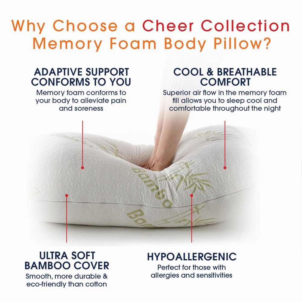 Cheer Collection Shredded Memory Foam Body Pillow