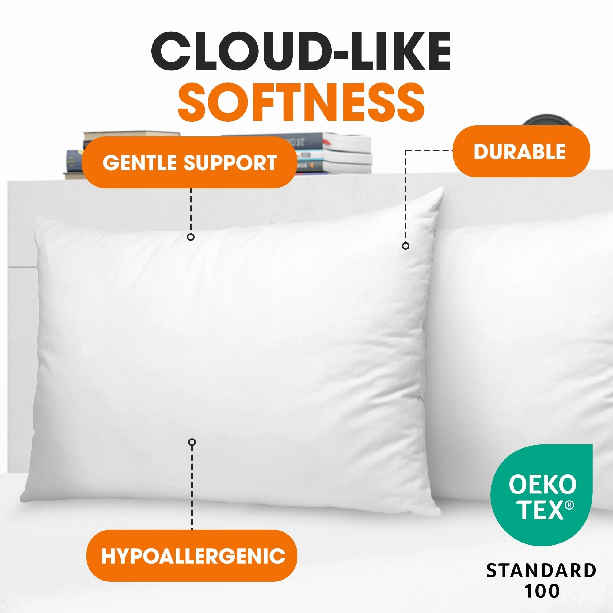 Cheer Collection Soft and Plush White Bed Pillows