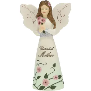 Cherished Mother 5" Angel Figurine Holding Daisies Decorative Mirror,Home Decor Mirror