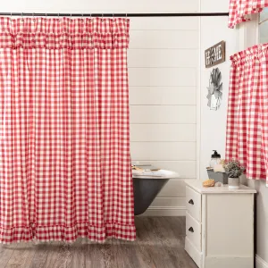 Cherry Ann Buffalo Check Ruffled Shower Curtain Lighting,Lamps Fixtures