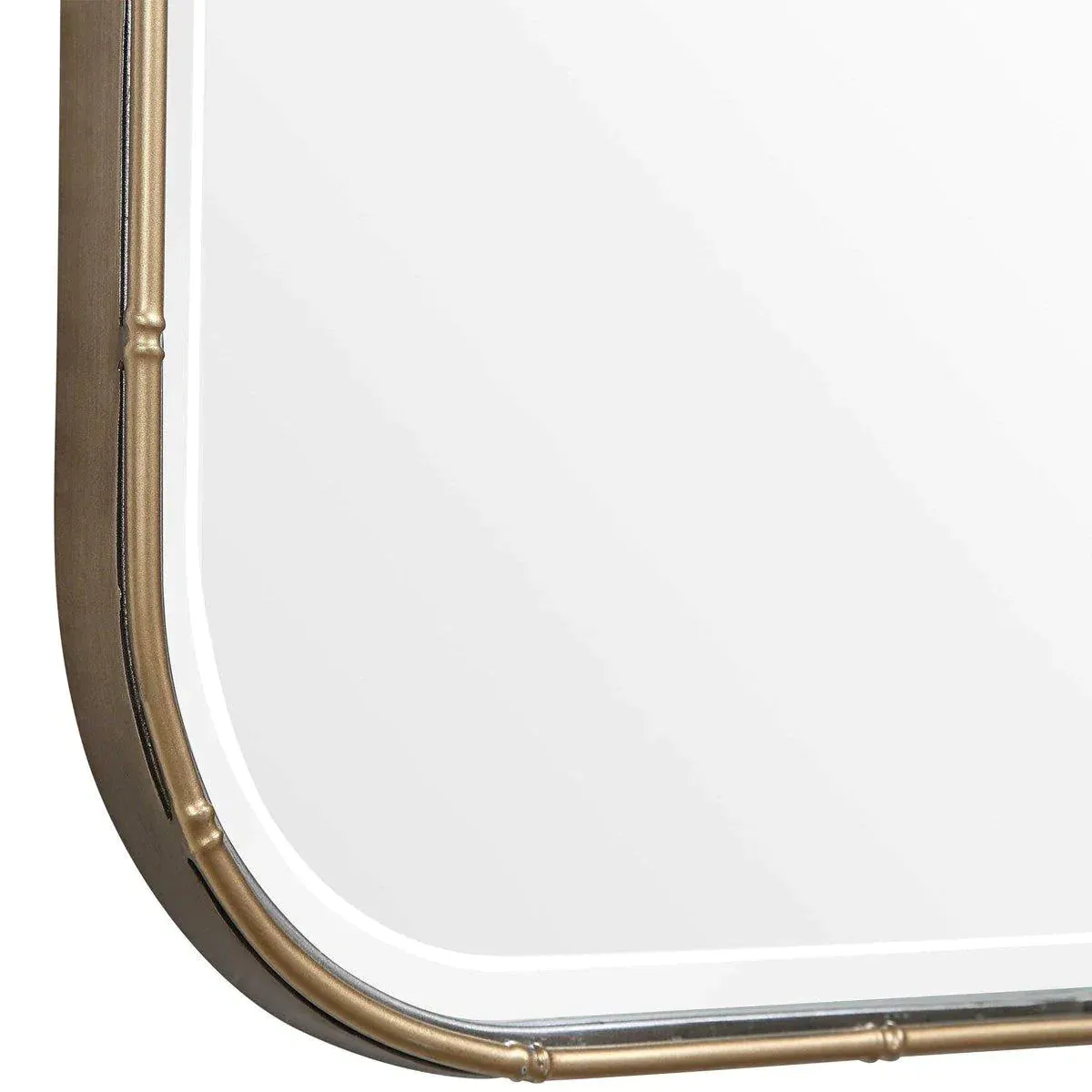 Chinoiserie Style Mirror With Iron Bamboo Design Frame in Antique Gold Leaf