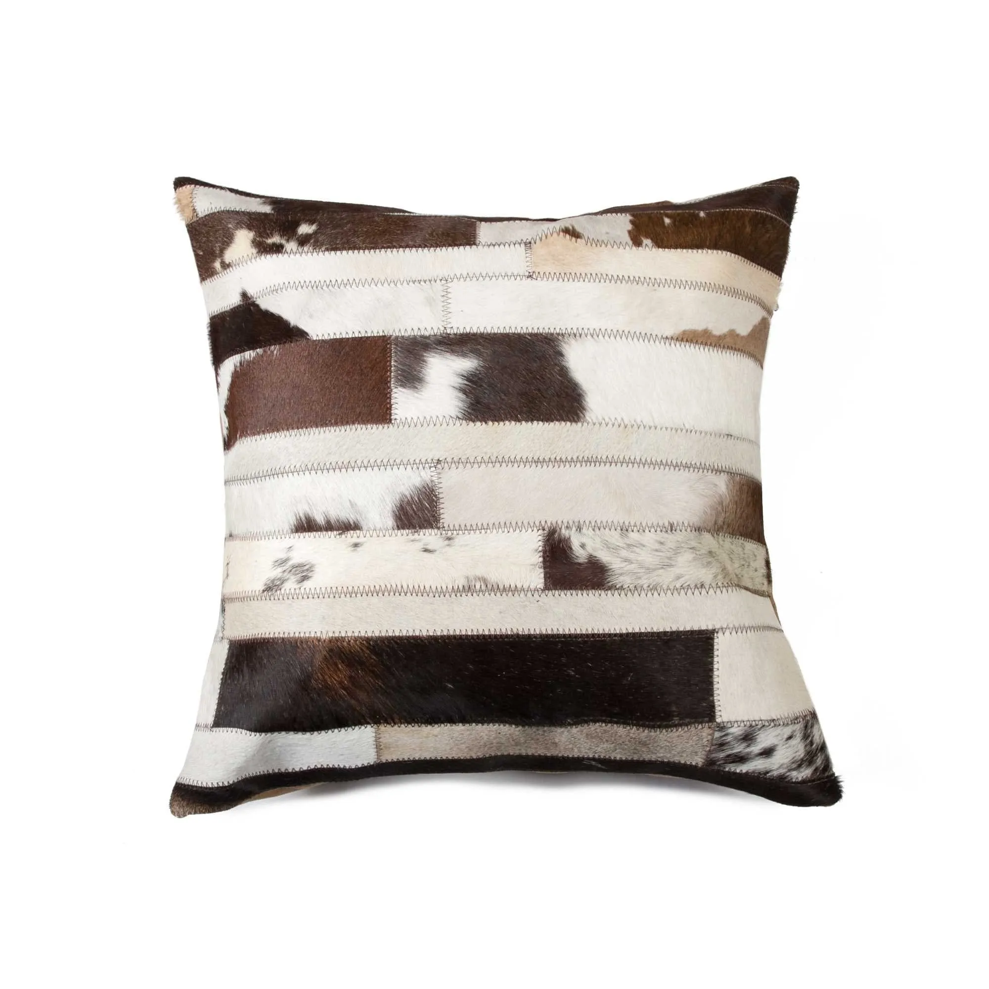 Chocolate and Natural Cowhide Patchwork Pillow storage cart, utility cart