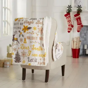 Christmas Carol Sherpa Throw Blanket bookcase, standing shelf