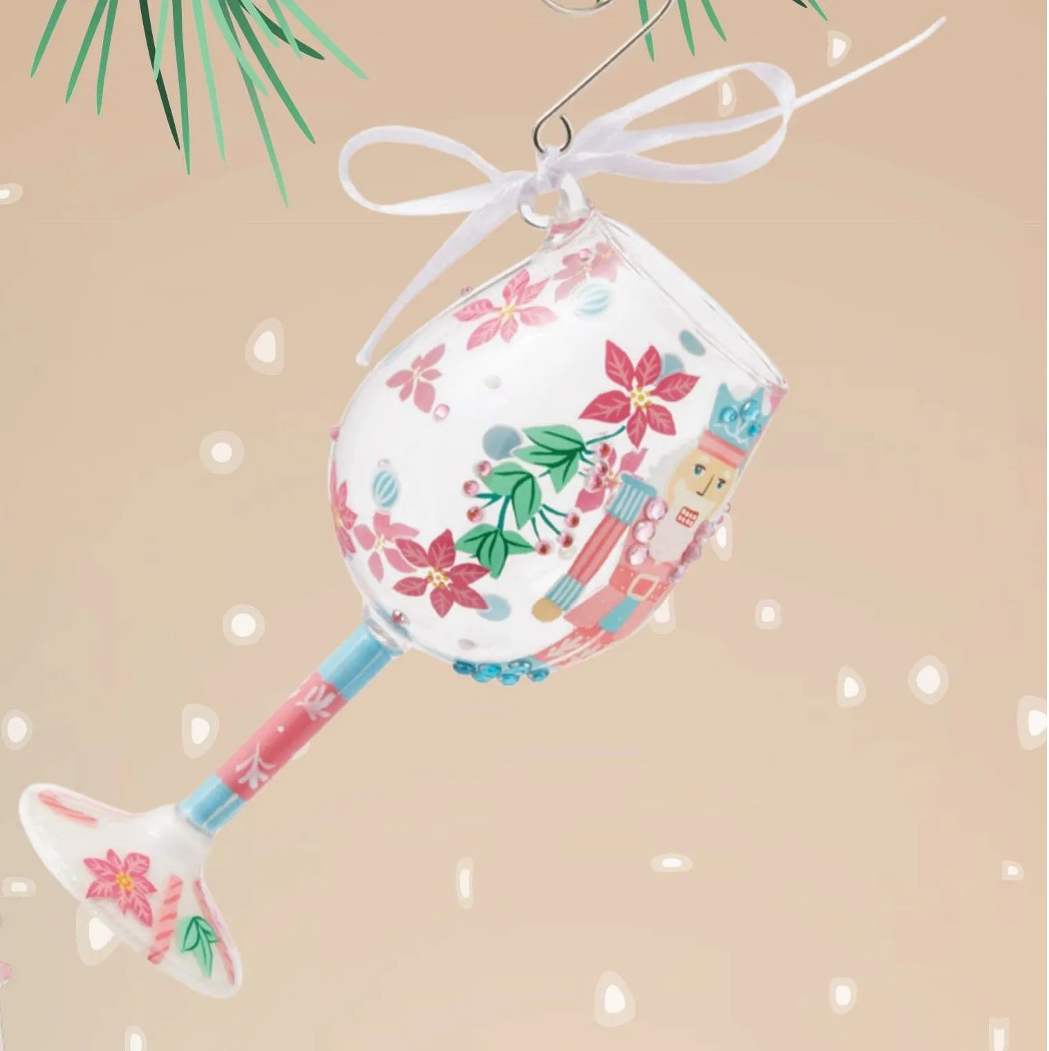 Christmas Lolita Wine Glass Ornament Nutcracker Delight 4" Decorative Mirror,Home Decor Mirror