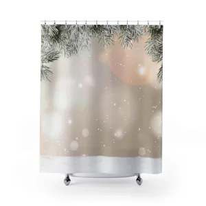 Christmas Shower Curtain | Beige White Winter Ferns Lighting,Home Lighting