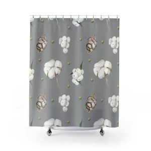 Christmas Shower Curtain | Gray Cotton Flowers Lighting,Home Lighting