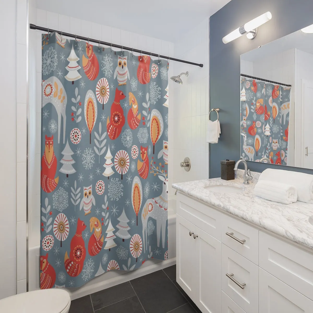 Christmas Shower Curtain | Gray Forest Tress