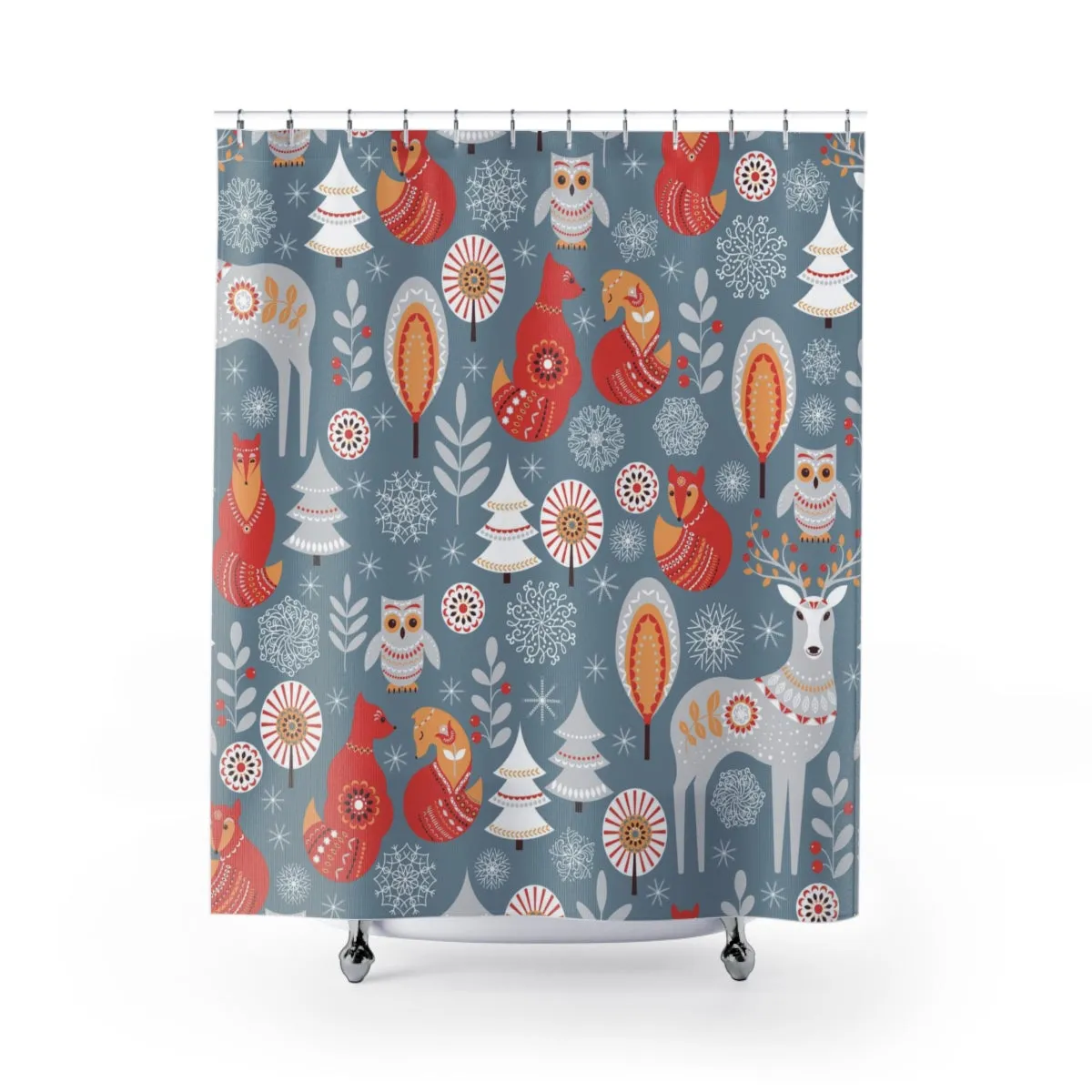 Christmas Shower Curtain | Gray Forest Tress Lighting,Home Lighting