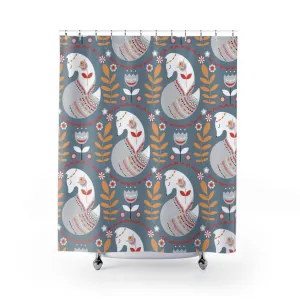 Christmas Shower Curtain | Gray White Red Nordic Fox Lighting,Home Lighting