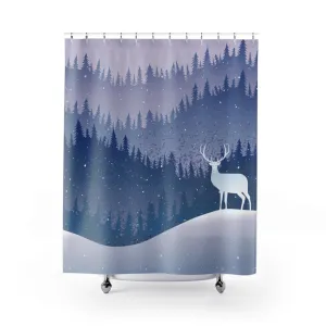Christmas Shower Curtain | Purple Pink Ombre Winter Mountains Lighting,Home Lighting