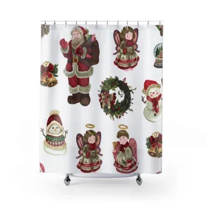 Christmas Shower Curtain | Santa Christmas Wreath Lighting,Home Lighting