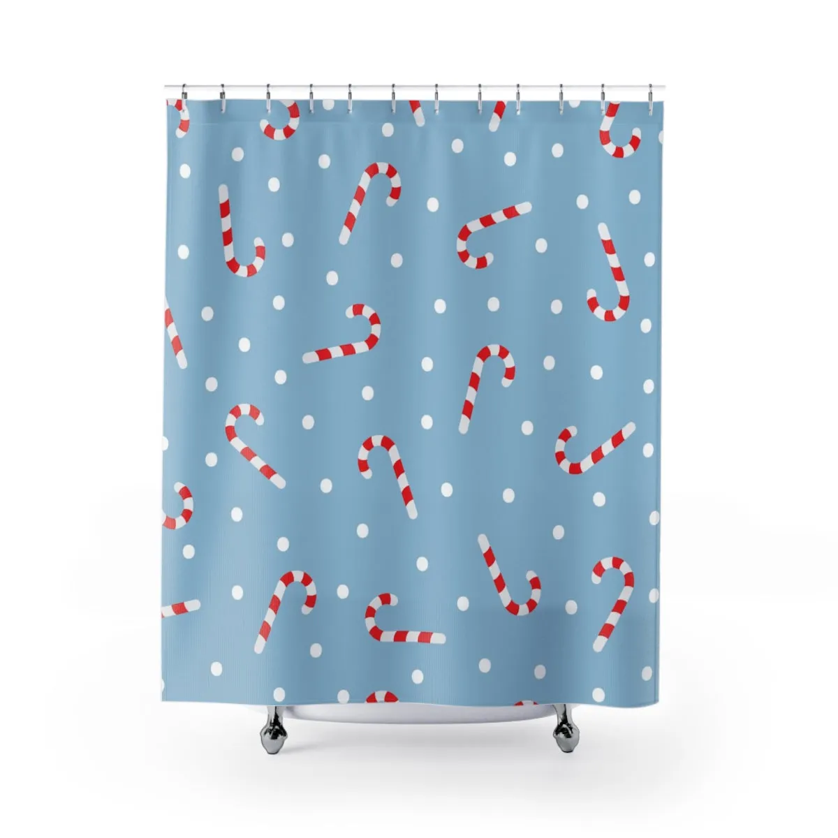 Christmas Shower Curtain | Sky Blue Candy Cane Lighting,Home Lighting