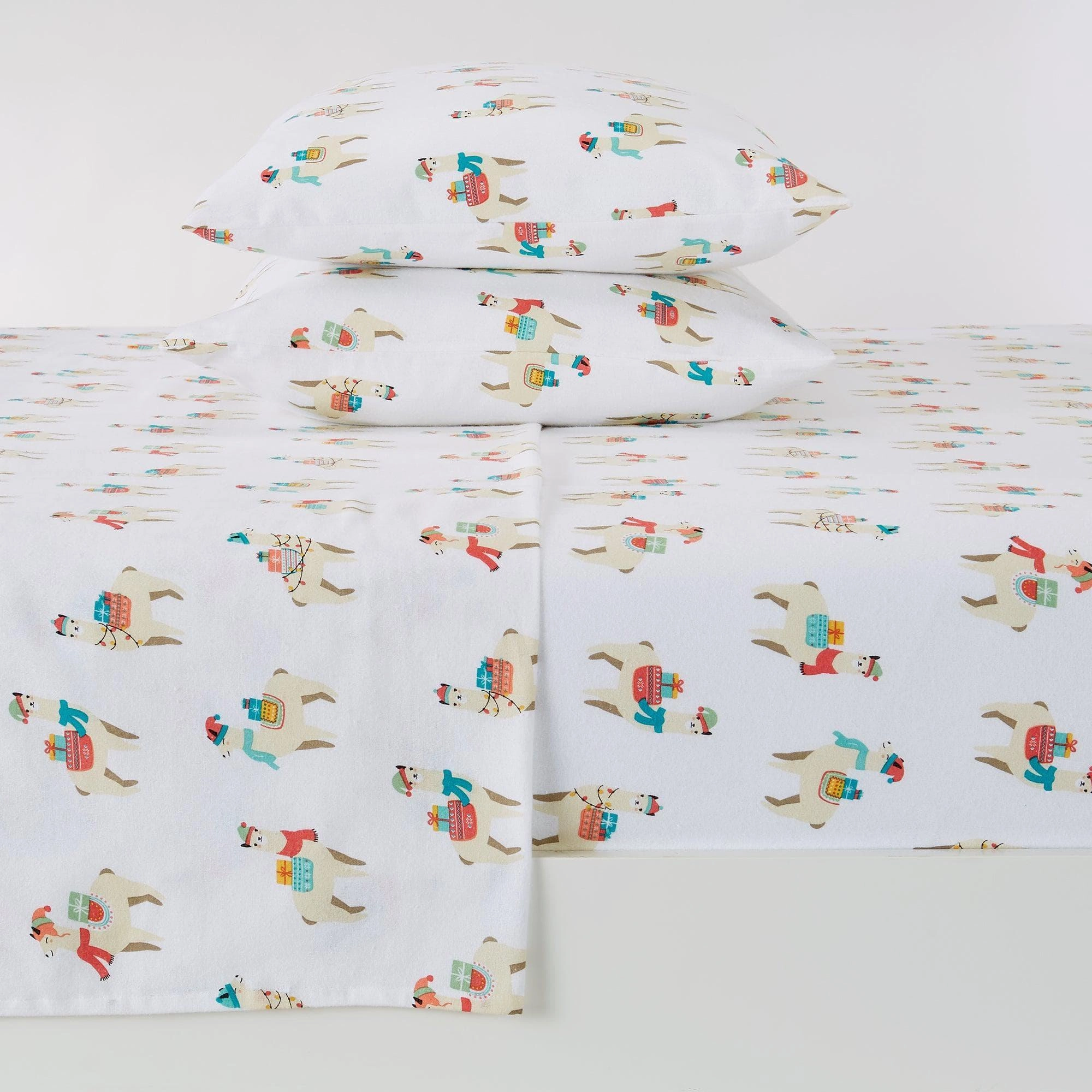 Christmas Llama Cotton Sheet Set pillow inserts, mattress pad