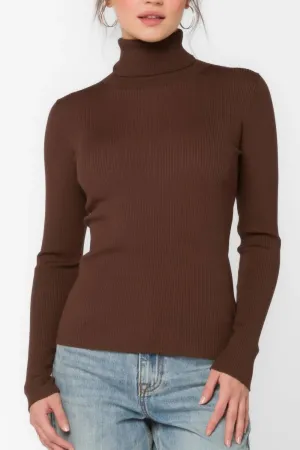 Cindy Ribbed Turtleneck In Java Brown