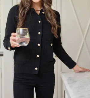 Classic Pocket Cardigan Sweater In Black
