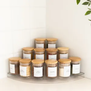 Clear 3-Tier Corner Spice Rack with 12x 75ml Spice Jars Figurines,Decorative Ornaments