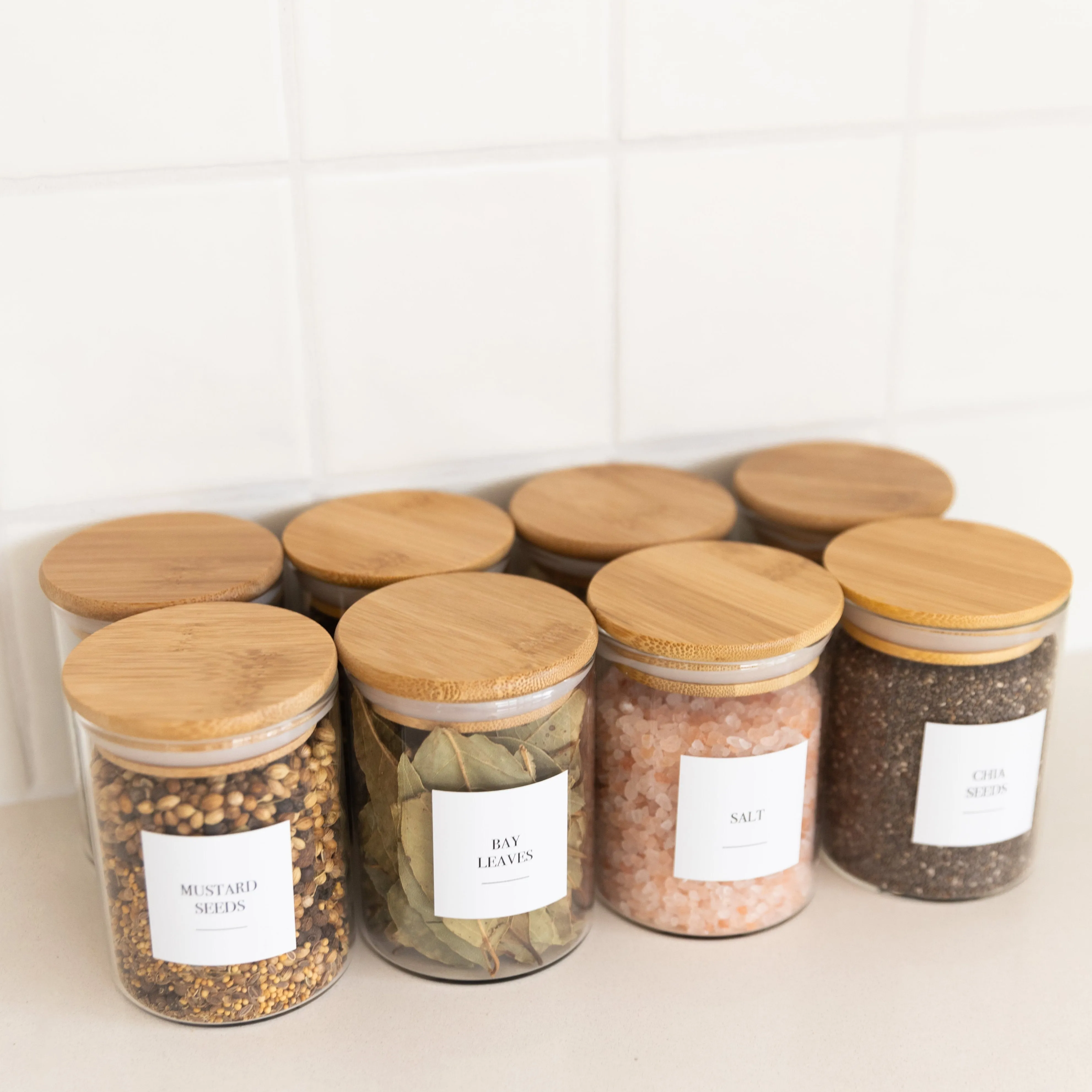 Clear 3-Tier Corner Spice Rack with 8x 200ml Spice Jars