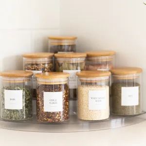 Clear 3-Tier Corner Spice Rack with 8x 200ml Spice Jars Figurines,Decorative Ornaments