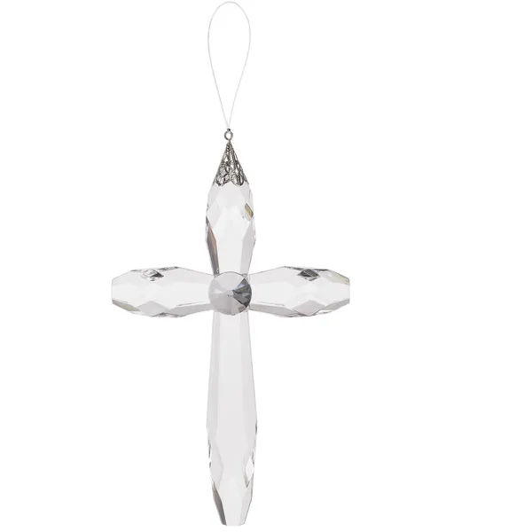 Clear Acrylic Hanging Cross 7"