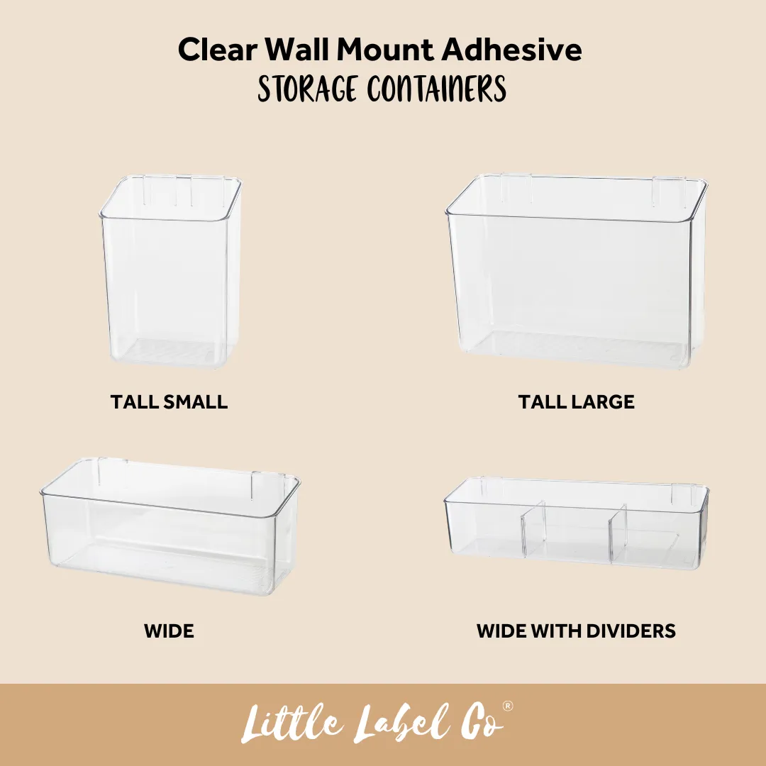 Clear Wall Mount Adhesive Storage Container - Tall Small