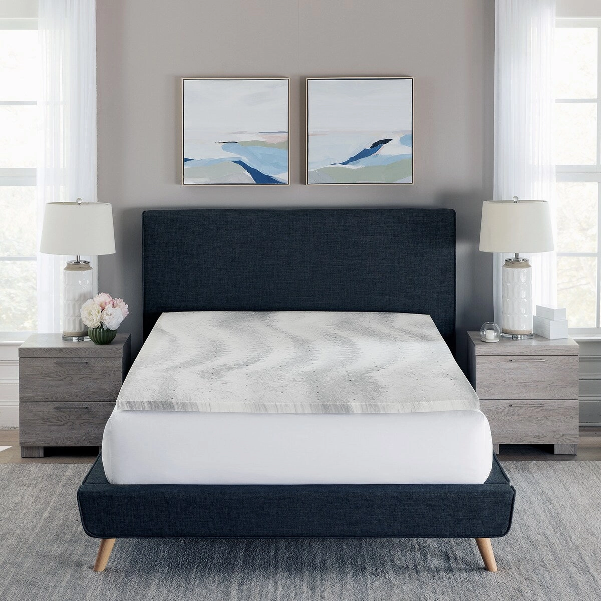 CLOSEOUT Bodipedic 1.5-Inch Charcoal Swirl Memory Foam Mattress Topper
