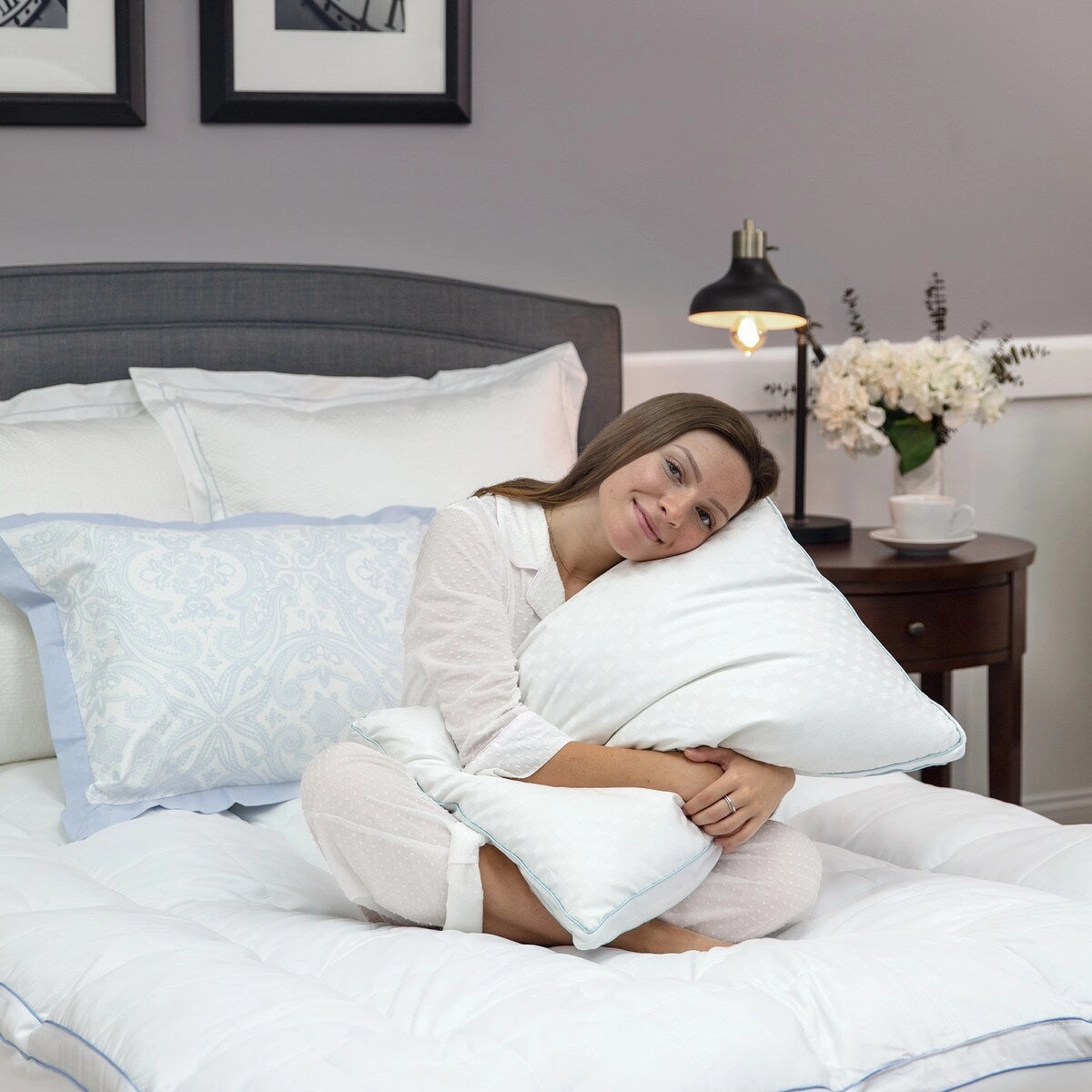 CLOSEOUT SensorPEDIC Luxury Dual Comfort Reversible Bed Pillow with 400 Thread Count Cotton Cover - White