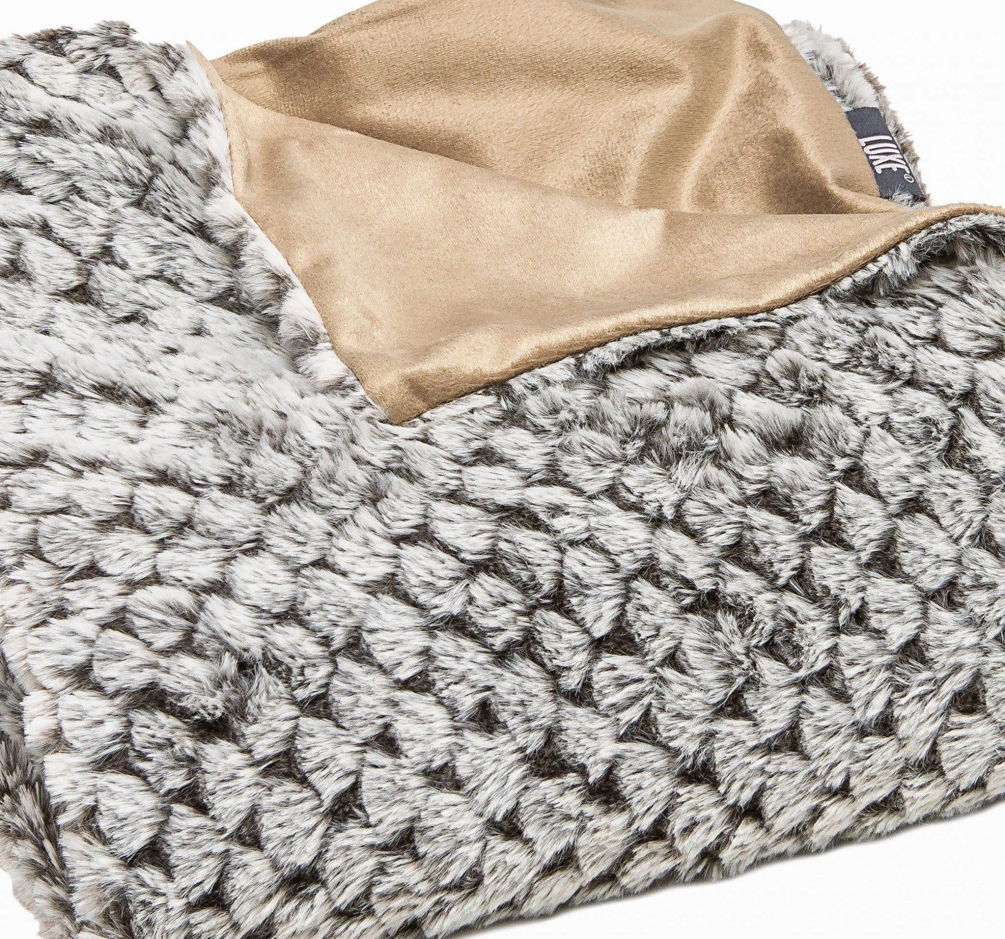 Cocoa & Grey Lynx Faux Fur Blanket