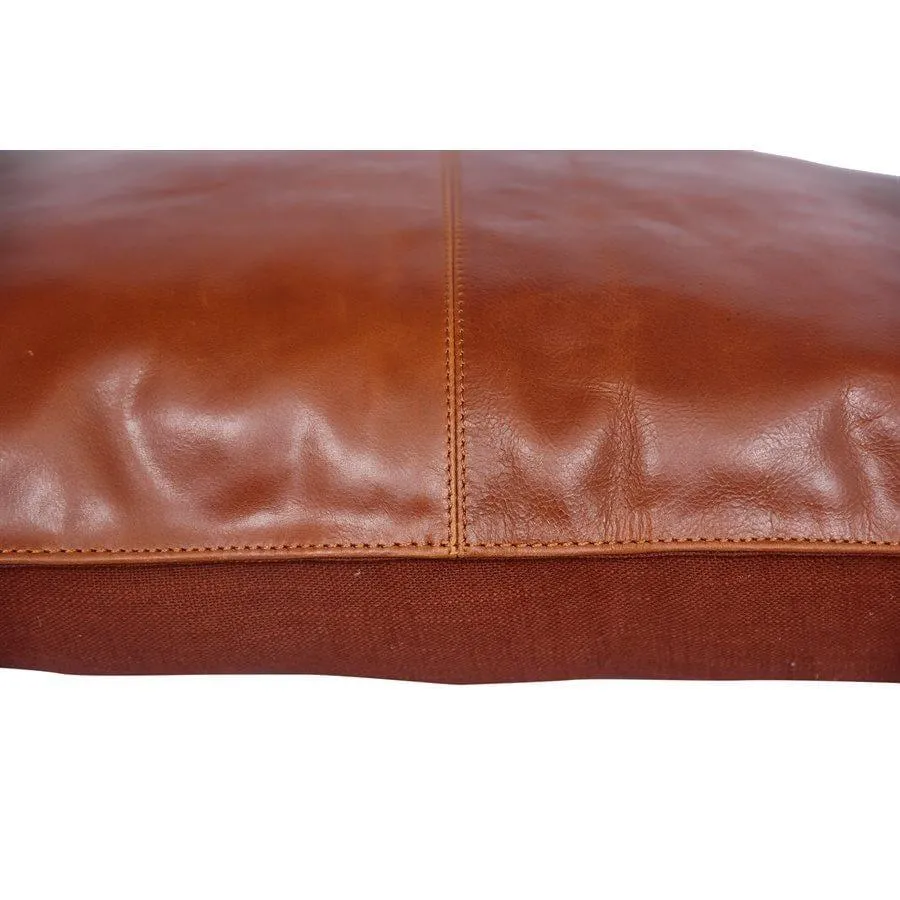 Cognac Brown Leather Lumbar Pillow