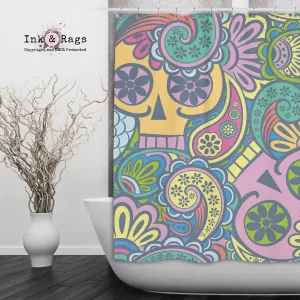 Colorful Psychedelic Skull Shower Curtains and Optional Bath Mats Lighting,Lamps Fixtures