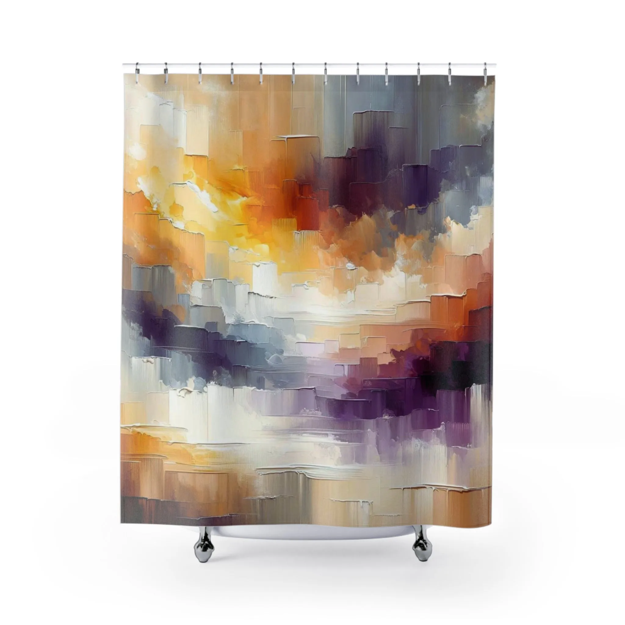 Colorful Shower Curtain | Yellow White Purple Paint Lighting,Home Lighting