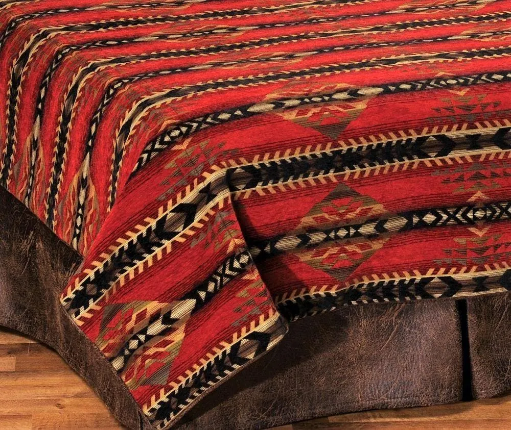 Colt Coffee Faux Leather Western Bedskirt