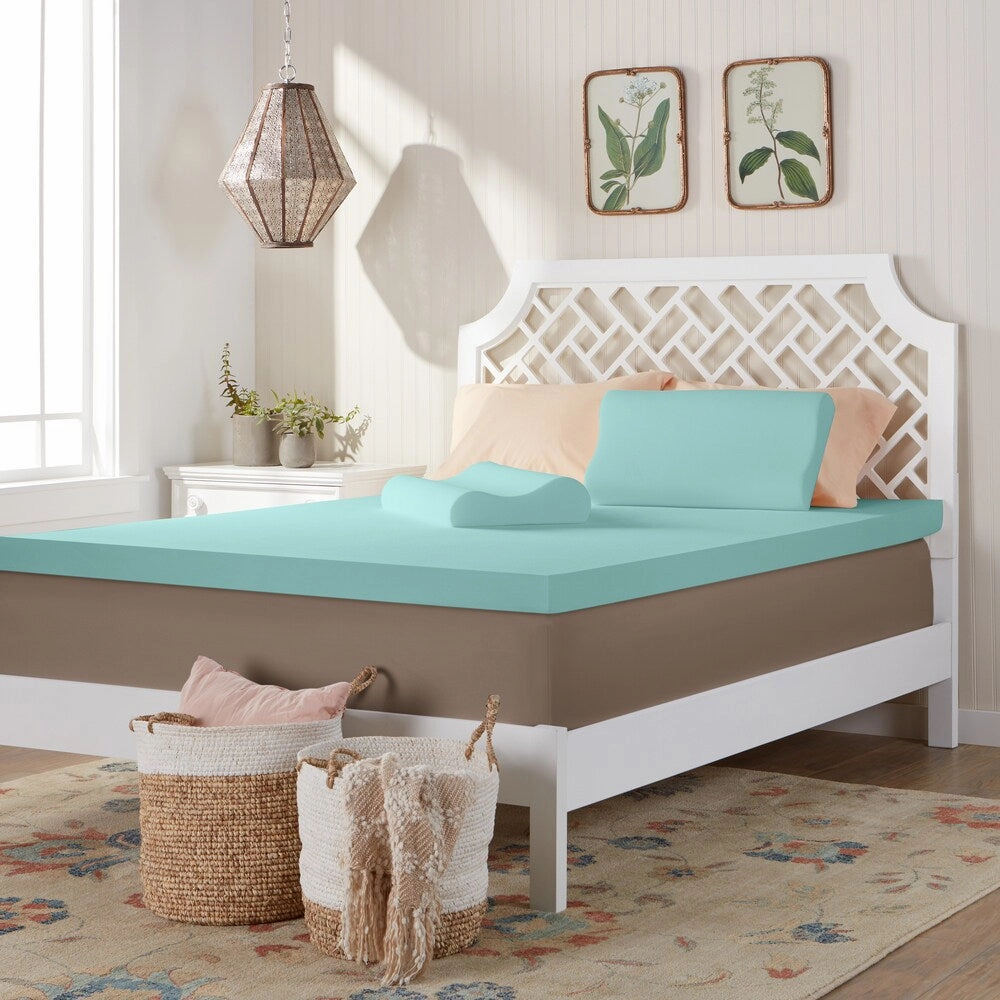 Comfort Dreams 3-inch Memory Foam Mattress Topper with Two Bonus Contour Pillows mattress pads,mattress topper,bed protection