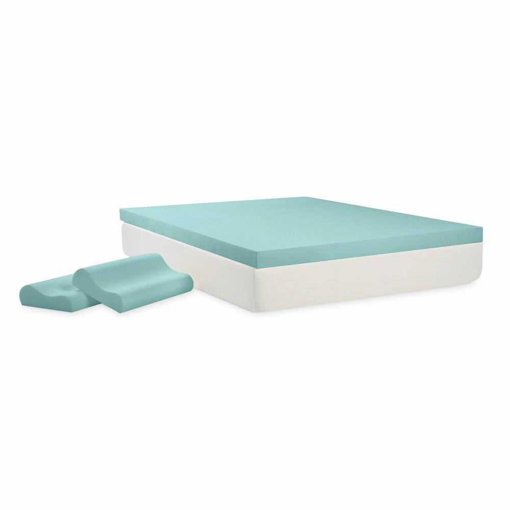 Comfort Dreams 3-inch Memory Foam Mattress Topper with Two Bonus Contour Pillows