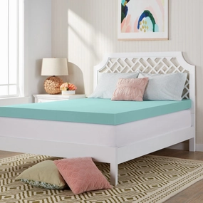 Comfort Dreams 'Mem-Cool' 4-inch Memory Foam Mattress Topper - White mattress pads,mattress topper,bed protection