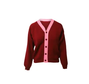 Comme des Garons Girl x Lochaven of Scotland Knit Cardigan in Red and Pink Acrylic