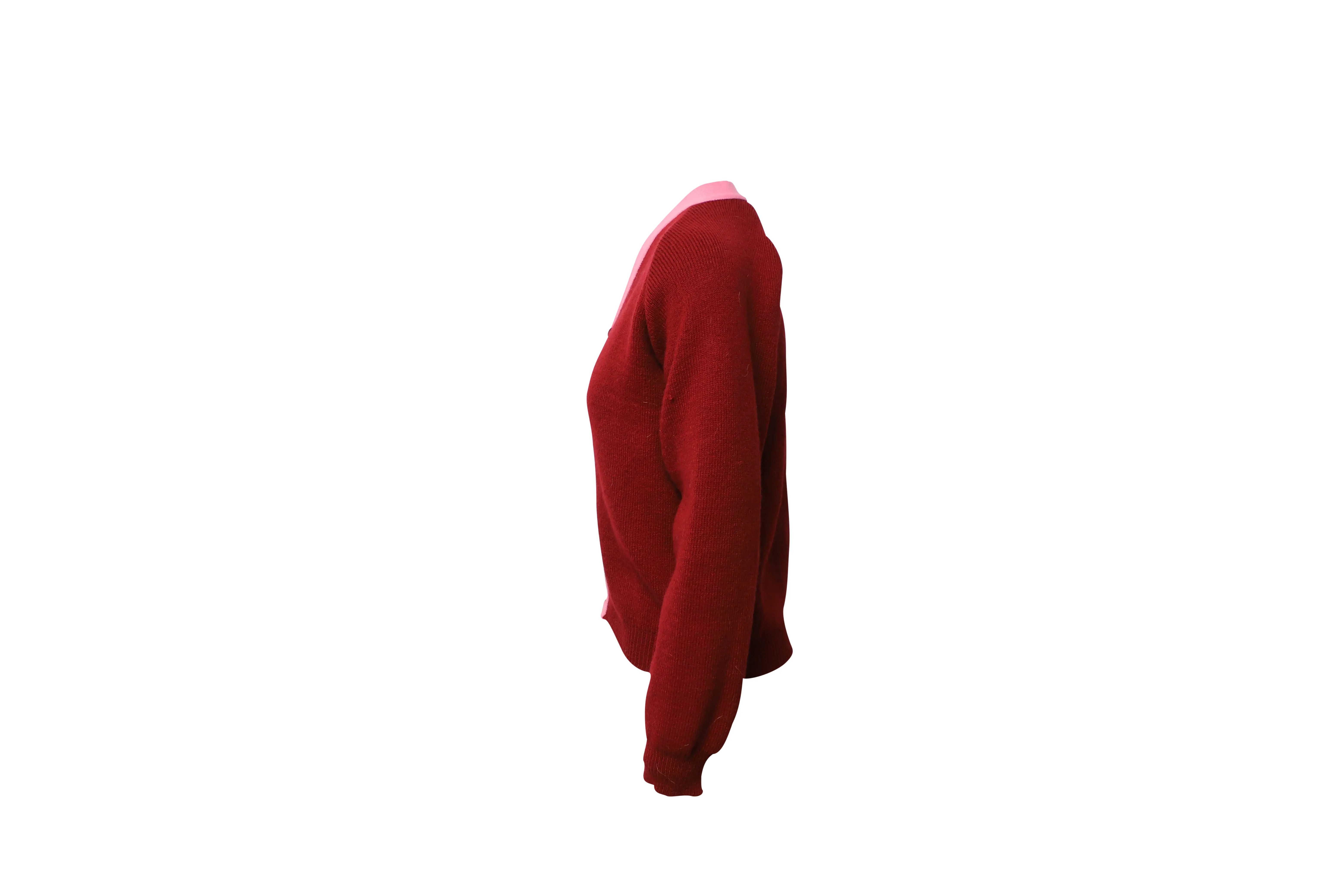 Comme des Garons Girl x Lochaven of Scotland Knit Cardigan in Red and Pink Acrylic