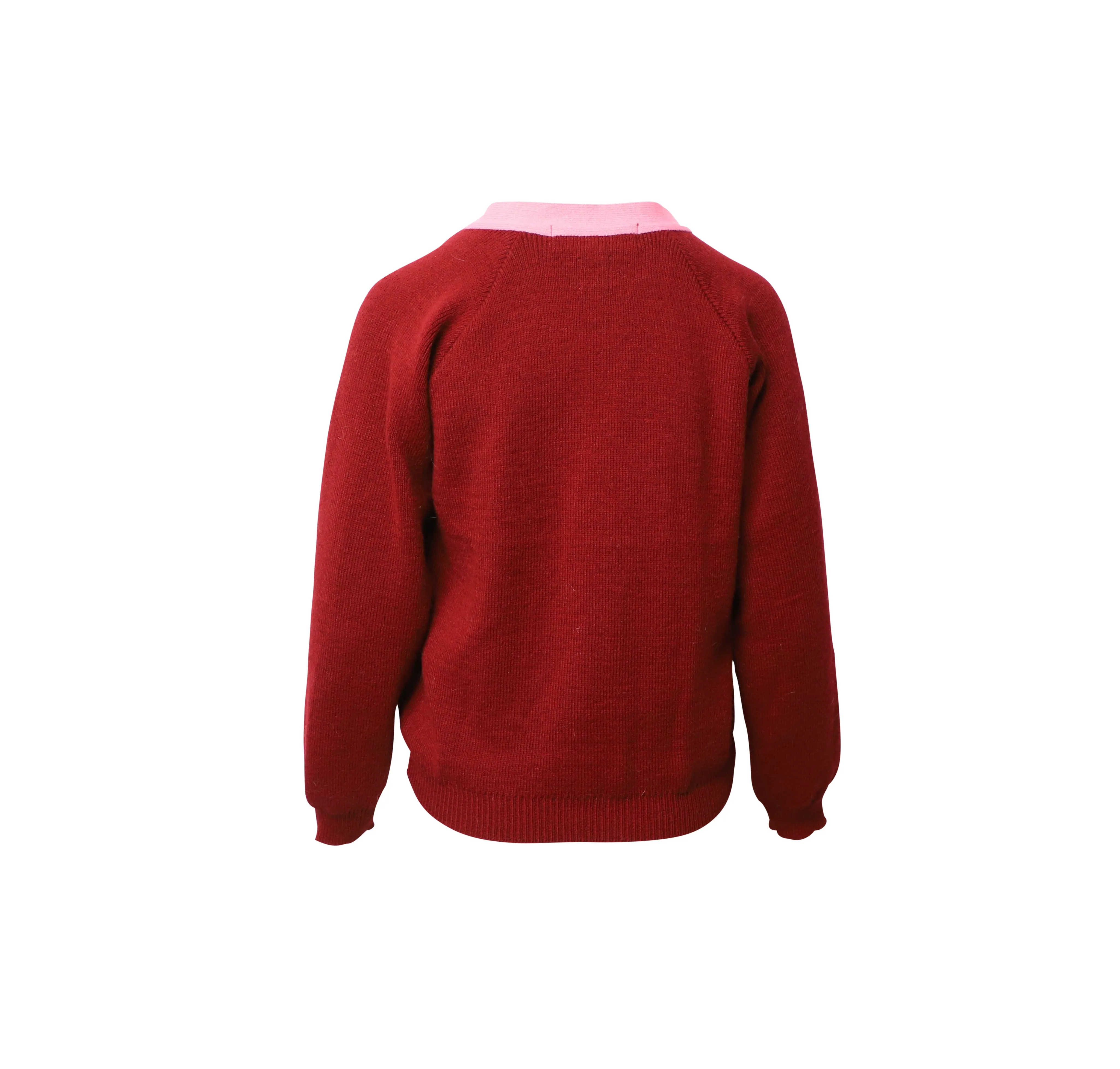 Comme des Garons Girl x Lochaven of Scotland Knit Cardigan in Red and Pink Acrylic