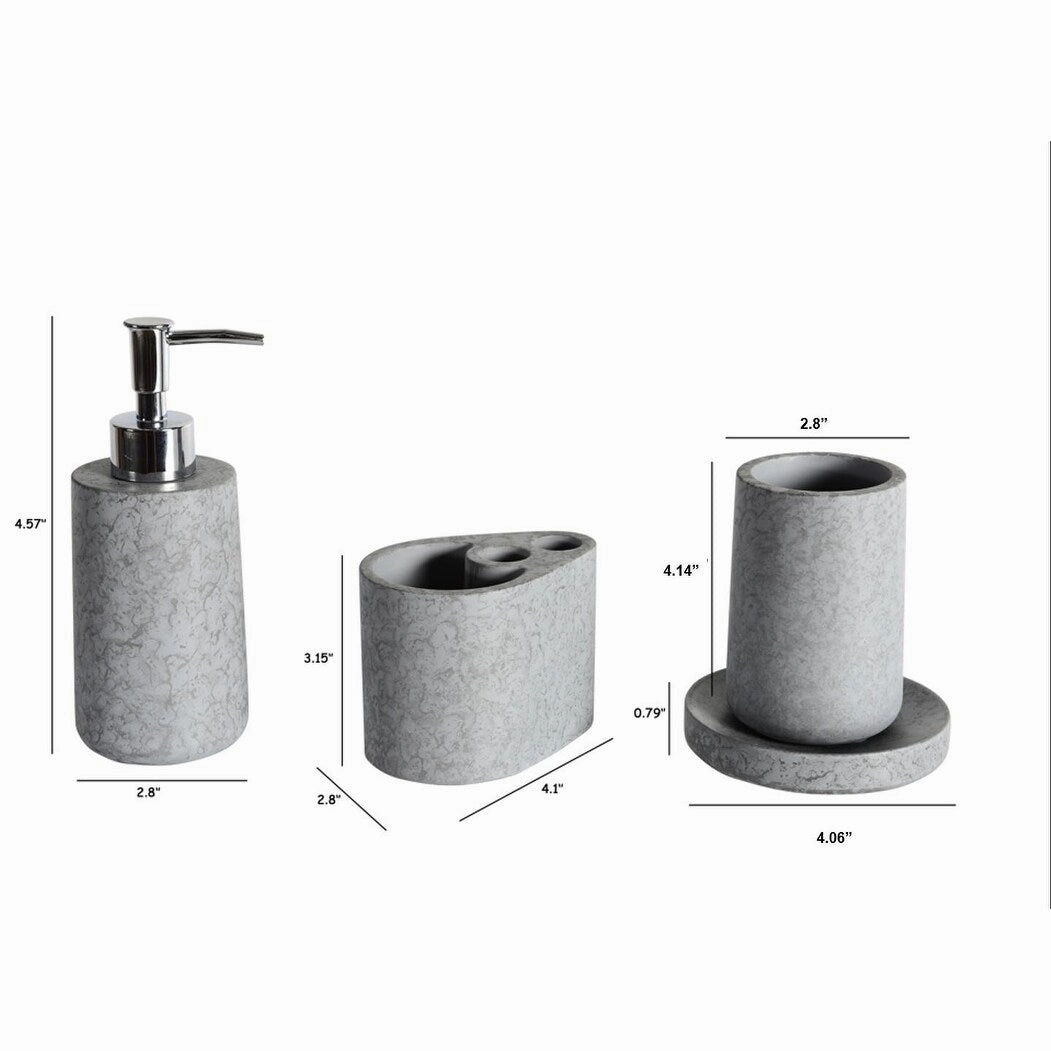 Concrete terrazzo Bath Accessory Set,White Sandstone Color