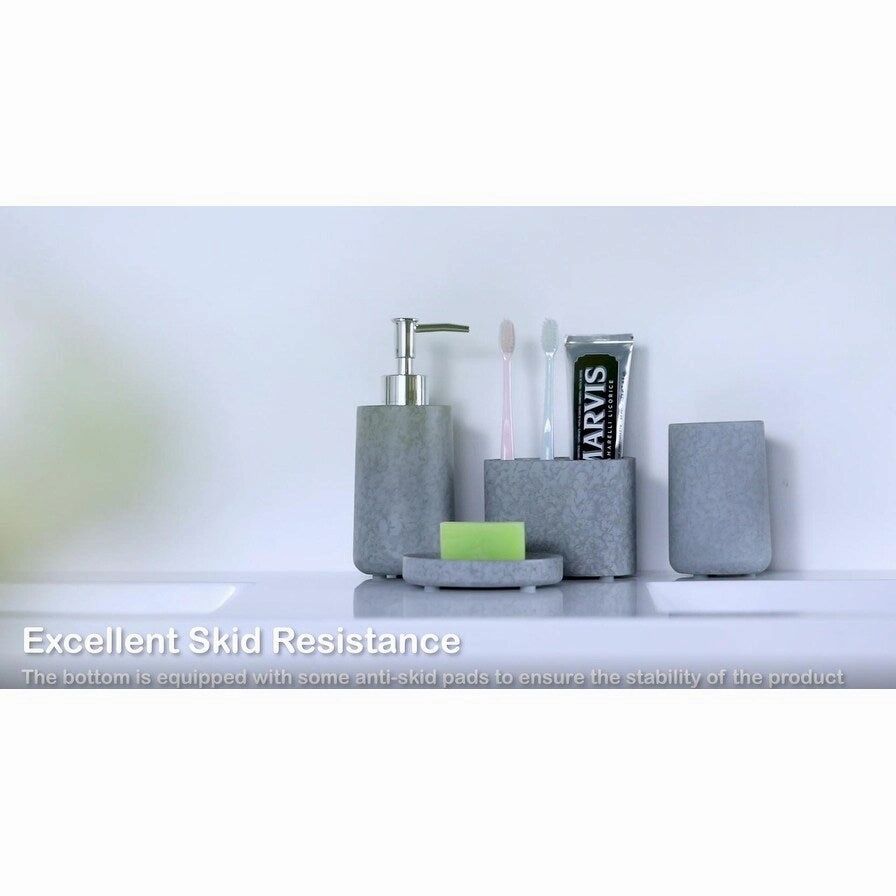 Concrete terrazzo Bath Accessory Set,White Sandstone Color