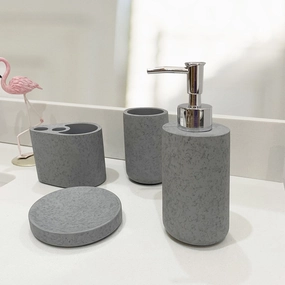 Concrete terrazzo Bath Accessory Set,White Sandstone Color Toothbrush Holder,Bathroom Organizer
