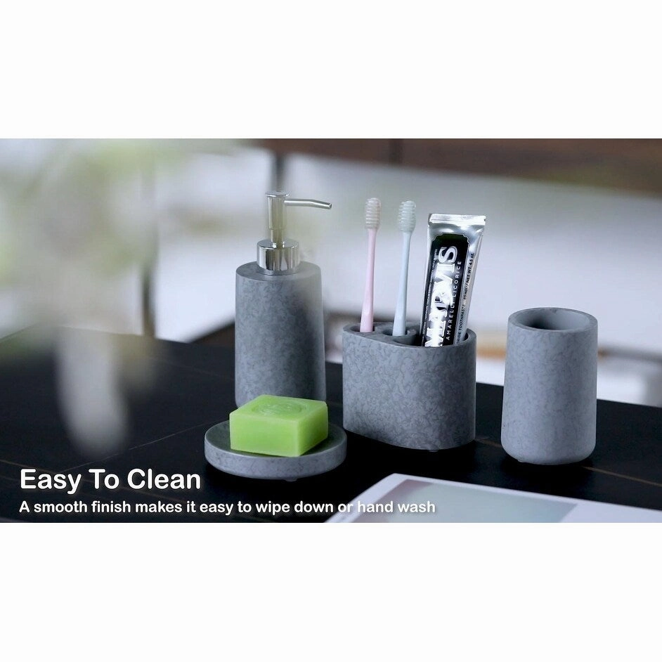Concrete terrazzo Bath Accessory Set,White Sandstone Color